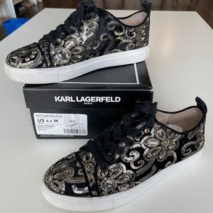 Karl Lagerfeld Black & Gold Sequin Sneakers